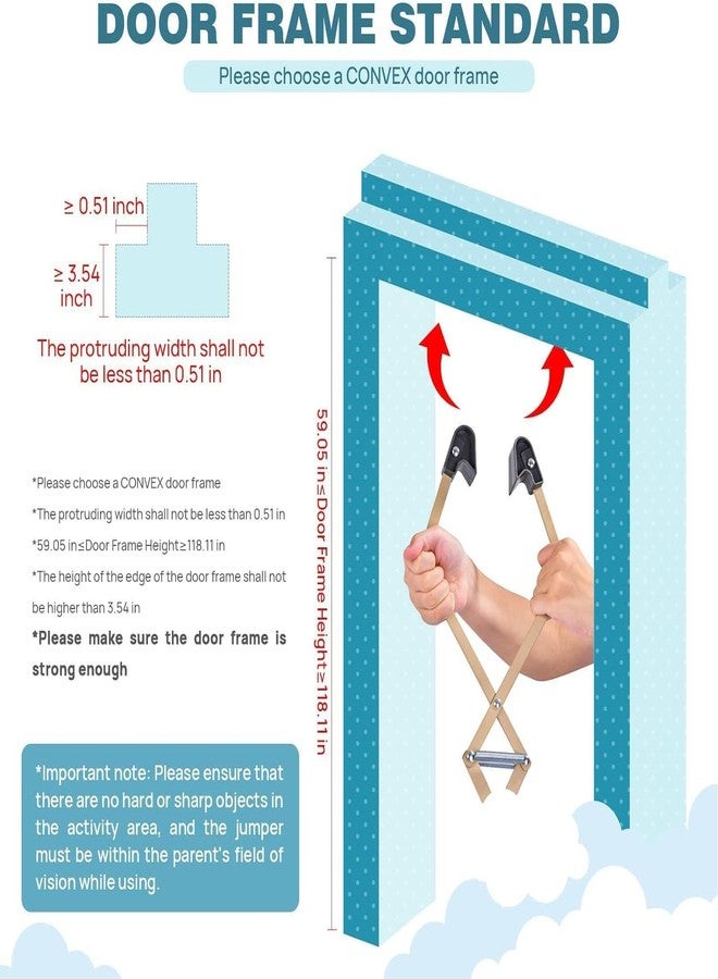 Ostin مجموعة أوستين بيبي بيبي للقفز والتأرجح مع مشبك باب وحزام قابل للتعديل للأطفال الرضع من عمر 6 إلى 24 شهرًا - Image 5